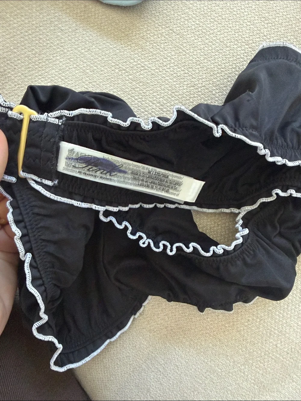 Frankie's Bikinis Black Ruffle-Edge Swim Bralette